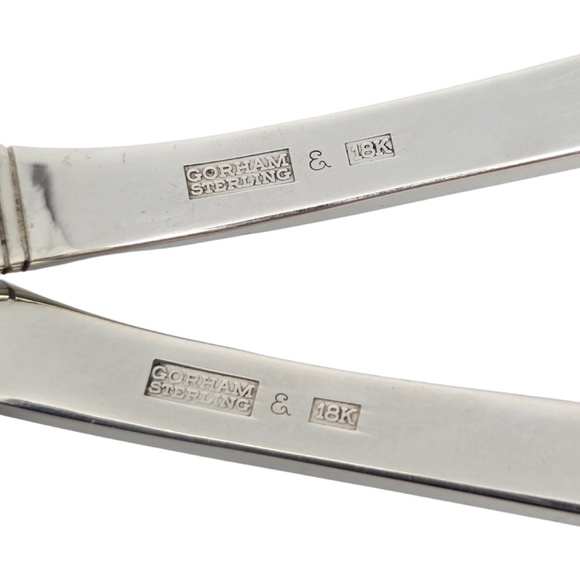 Gorham Gold Tip Sterling Silver Salad Serving Fork & Spoon Set #18802 - Picture 9 of 10